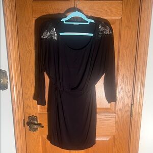 Elegant Black Dress with Sequin Detail